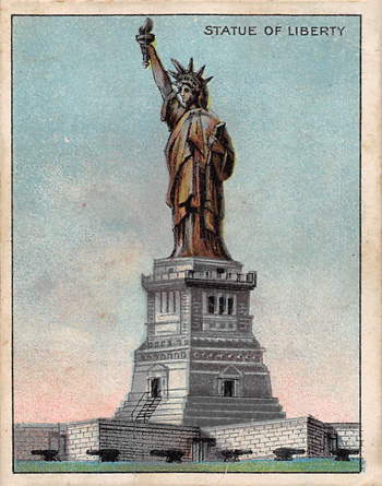 Classic Wood Toy Pushpuppet STATUE OF LIBERTY Freedom New York Ellis Island Lady 