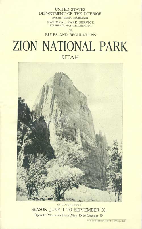 Utah National Park Service Booklet Travel Brochure Details about   1950 ZION National Park 