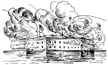 sketch of bombardment of Fort Sumter