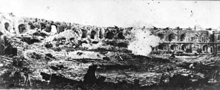 exploding shell on the interior of Fort Sumter