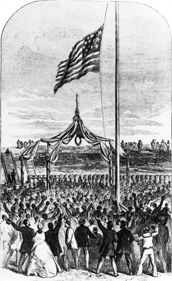 raising flag over Fort Sumter