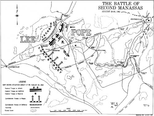 map of The Battle of Second Manassas