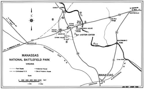 1957 map of Manassas National Battlefield Park