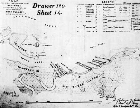 map of Fort Pulaski batteries