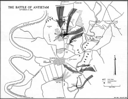 map showing Lee invasion of Maryland