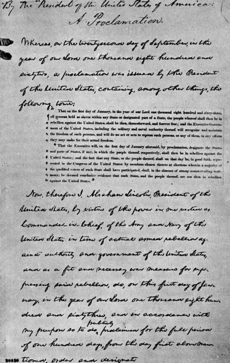 first page of Emancipation Proclamation