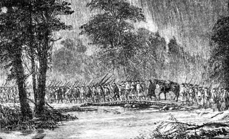 Sumner's troops crossing Grapevine Bridge