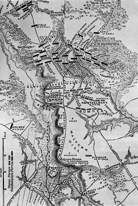 map of Battle of Malvern Hill