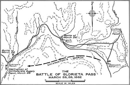 map of Battle of Glorieta Pass