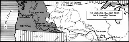 map of the Whitman-Spalding Route