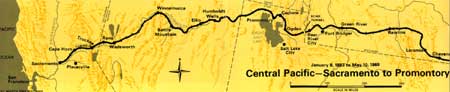 map of Union Pacific Route from Omaha to Promontory