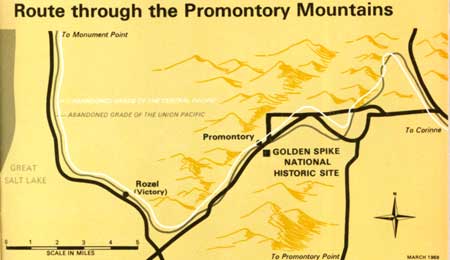 map of Route through Promontory Mountains