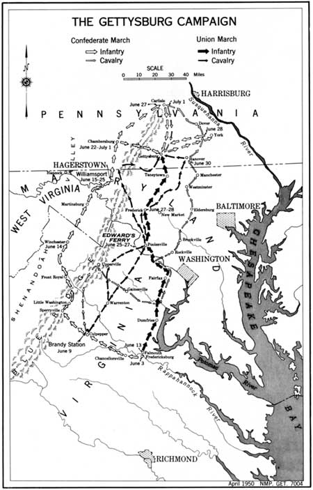 map of the Gettysburg Campaign