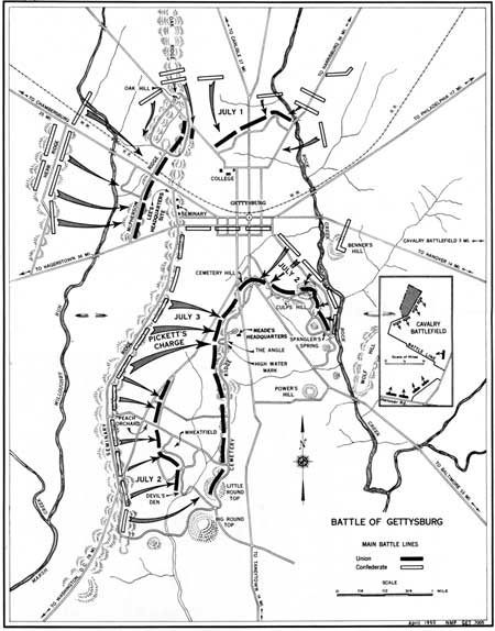map of Battle of Gettysburg