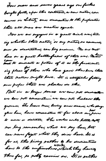 1st page of Gettysburg Address