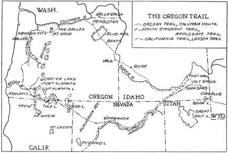 sketch map of The Oregon Trail