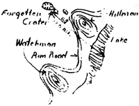 sketch of location of Forgotten Crater
