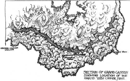 SECTION OF GRAND CANYON SHOWING LOCATION OF THE GRAND VIEW COPPER MINE.