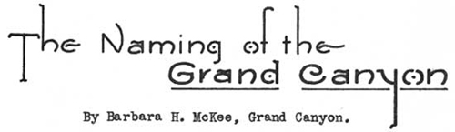 NAMING OF THE GRAND CANYON