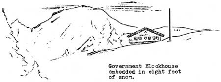 sketch of Mount Rainier and the Government Blockhouse