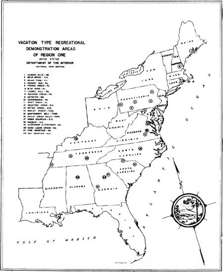 map of Recreational Demonstration Areas in Region 1