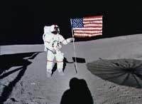 moonwalk with US flag