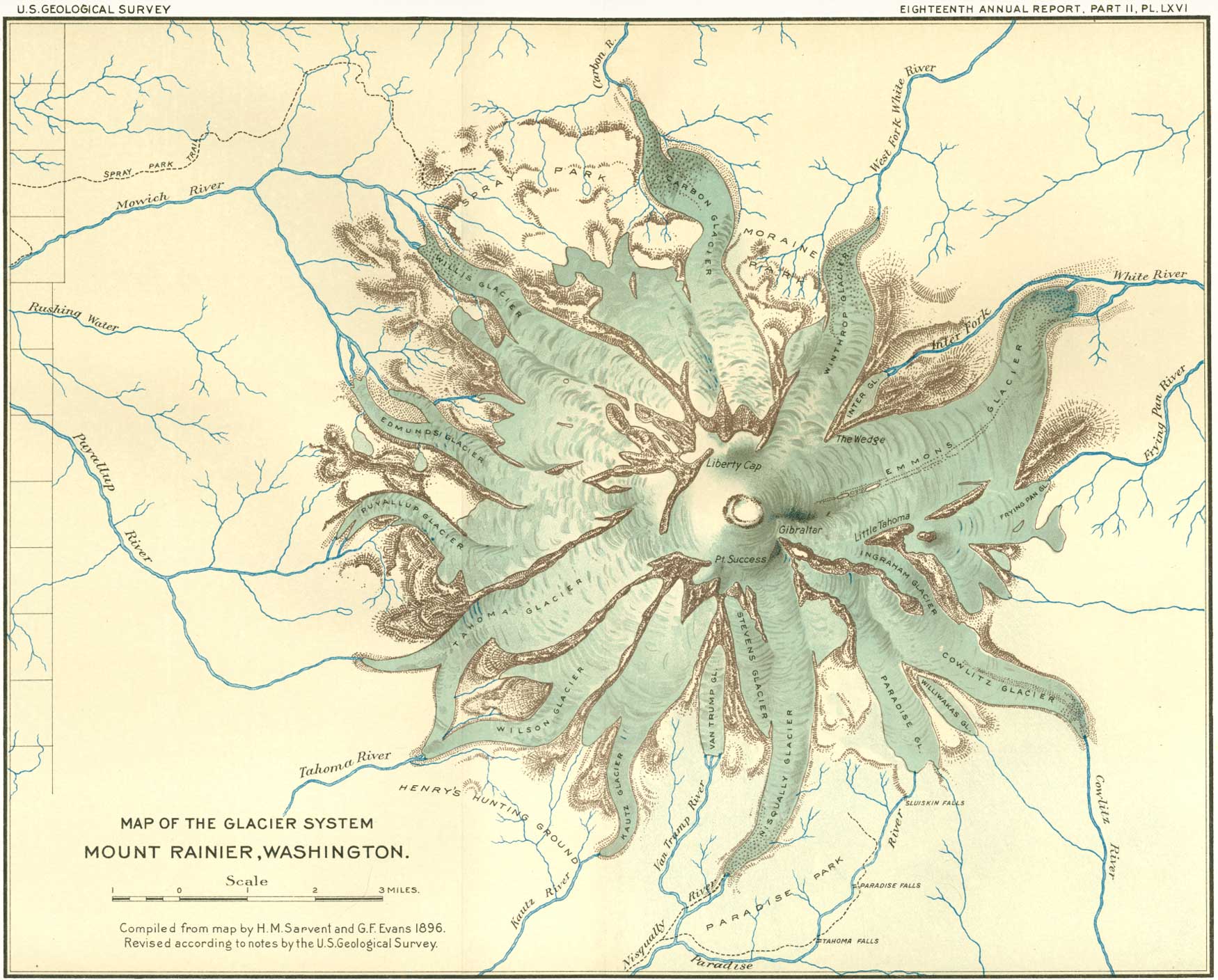 Mt Rainier Glacier Map Usgs: Glaciers Of Mount Rainier (Narrative)