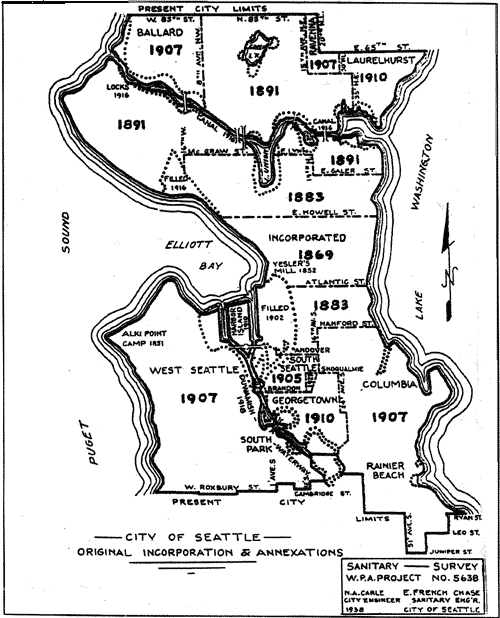 Seattle Map, 1850s-1910