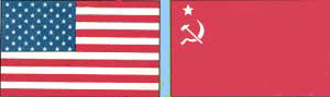 US and Soviet flags