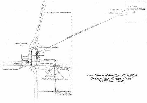 Sketch map of Pipe Spring National Monument