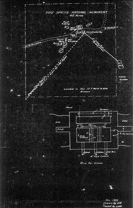 Sketch map of Pipe Spring National Monument