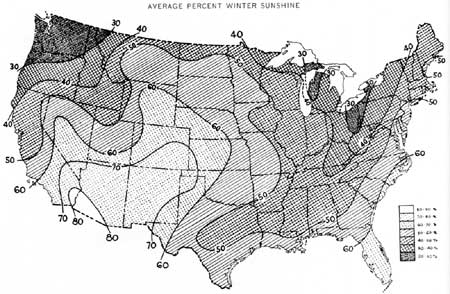 map: Average Percent Winter Sunshine