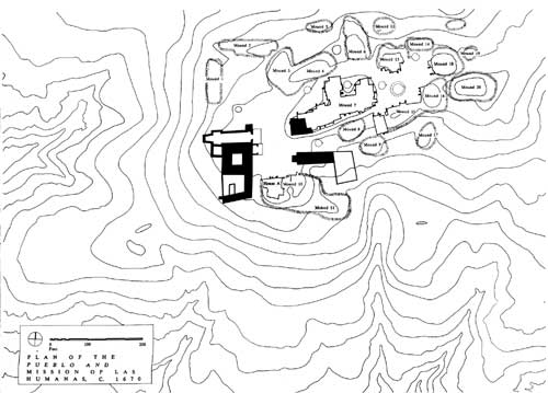 Plan of the pueblo and missions of Las
Humanas