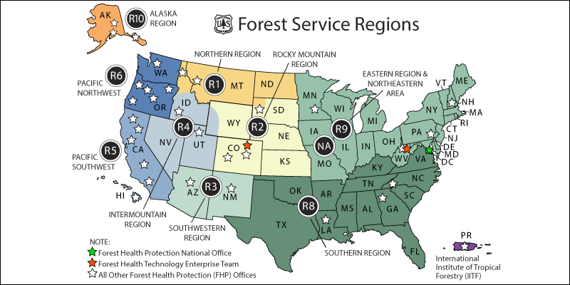 Map of Forest Service Regions