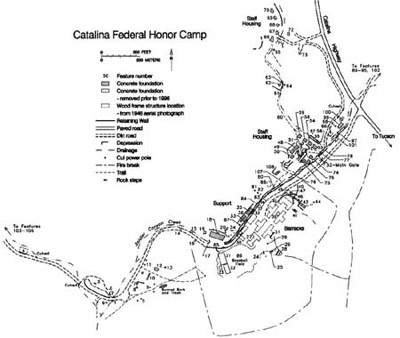 Sketch map of the Catalina Federal Honor Camp