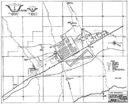 map of farm fields and irrigation ditches
Manzanar Relocation Center