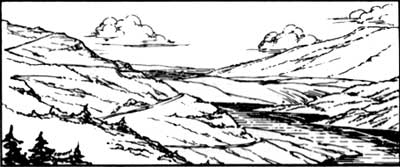 sketch of mountain valley