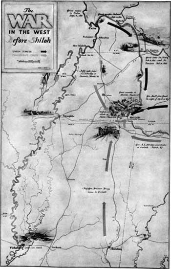 map of the War in the West Before Shiloh