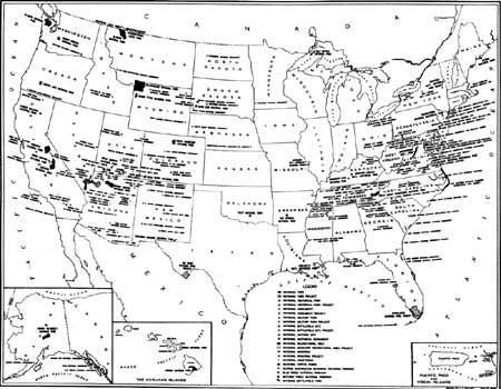 map of National Park System of 1940