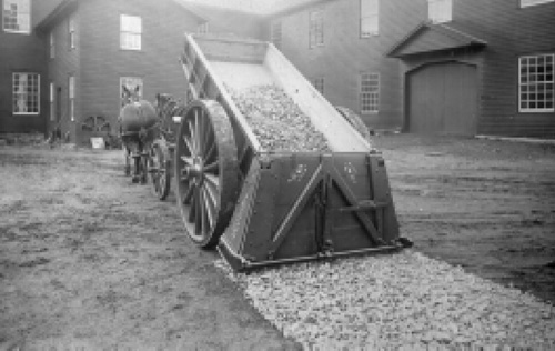 Horse-drawn gravel spreaders