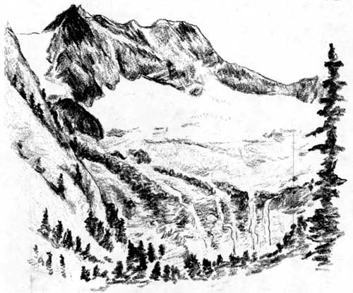 sketch of cirque at Horsehoe Basin