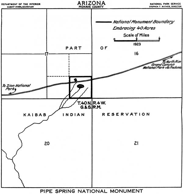 Map of Pipe Spring NM