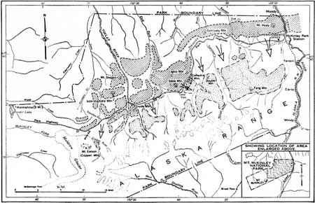 map of portion of Mount McKinley NP